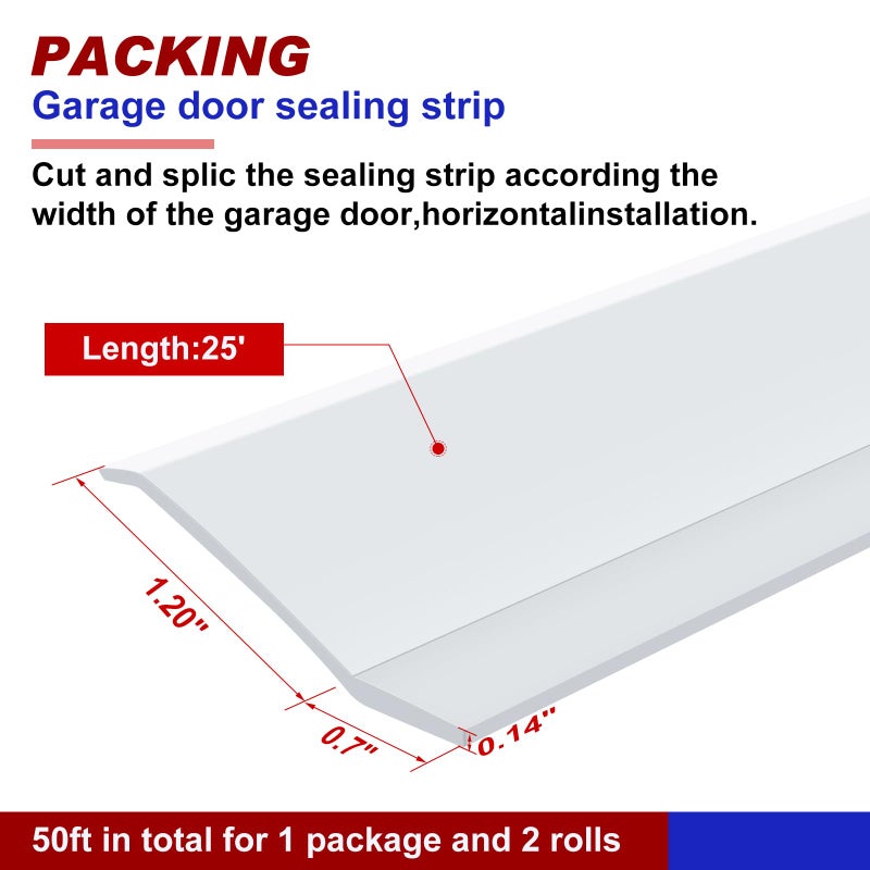 نوجو شريط مانع لتسرب الماء لأبواب المرآب، شريط مانع للتسرب من الأعلى والجوانب، شريط مانع لتسرب الماء لأبواب المرآب من مادة PVC مع براغي (أبيض، 50 قدمًا) - Image 4